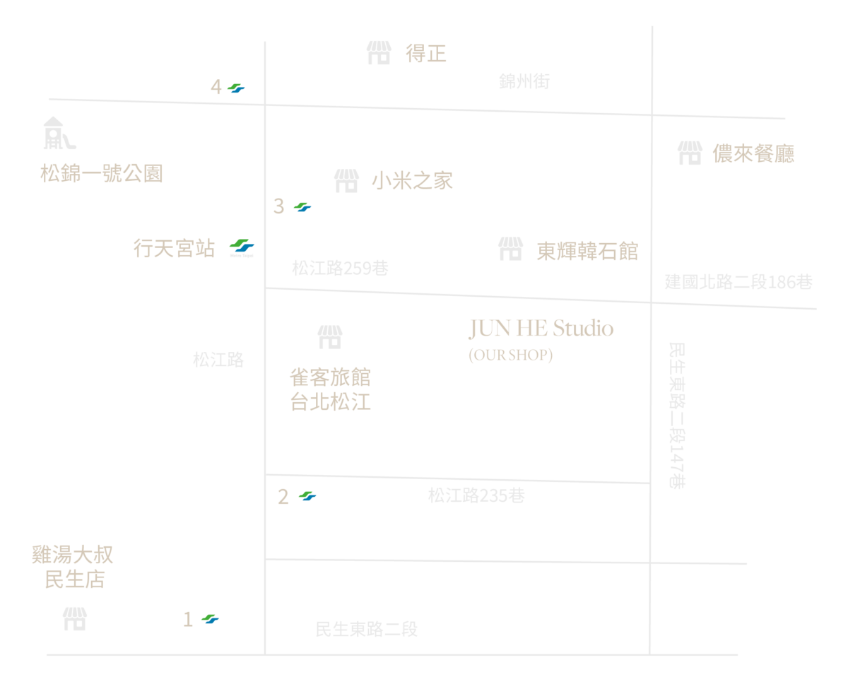 JUN HE Studio - 台北新秘,台北新娘秘書,台北霧眉,台北臉部保養,台北彩妝造型,台北妝髮造型-聯絡我們素材-JUN HE map